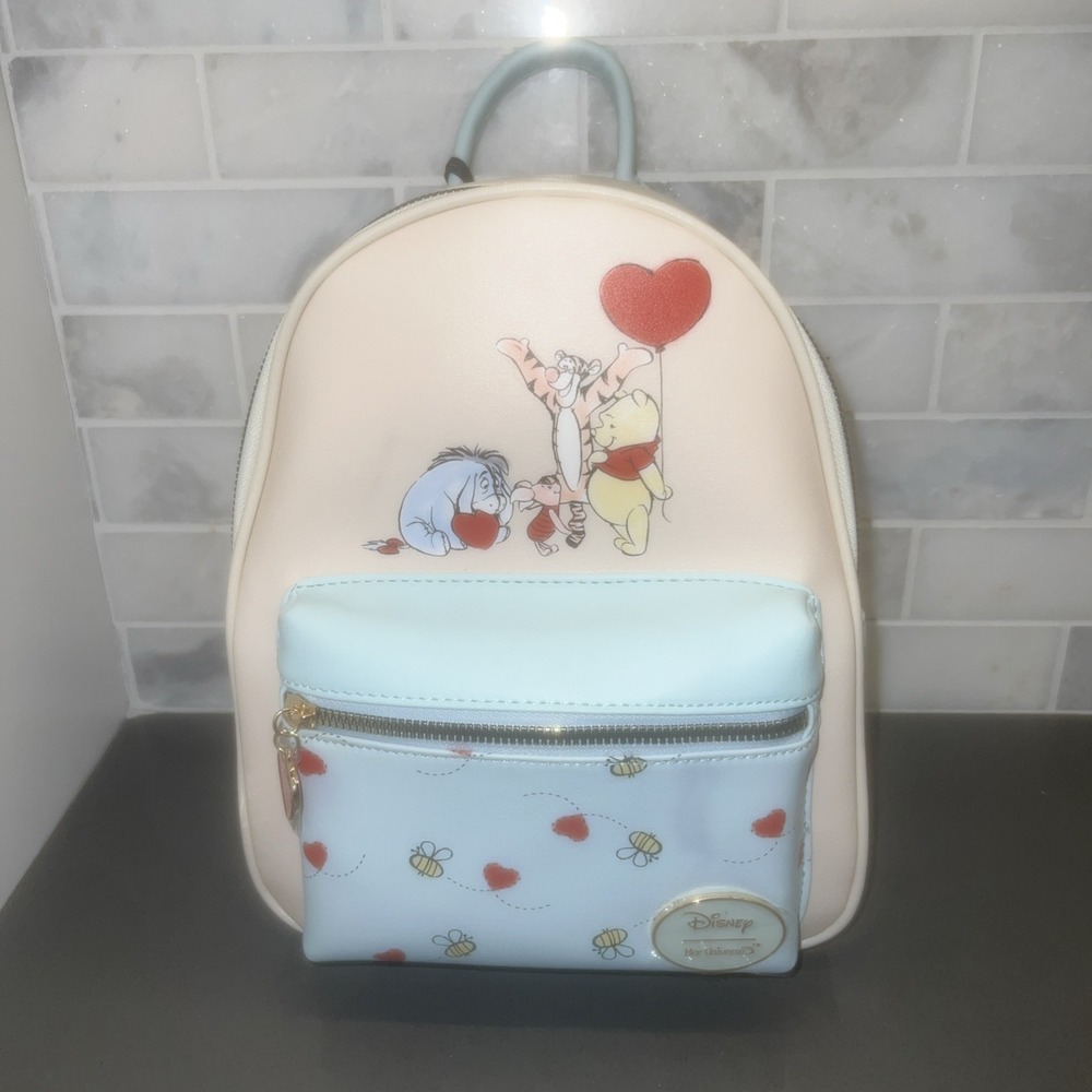 NEW-Her Universe Winnie The Pooh Friends Heart Mini Backpack Faux Leather Bag